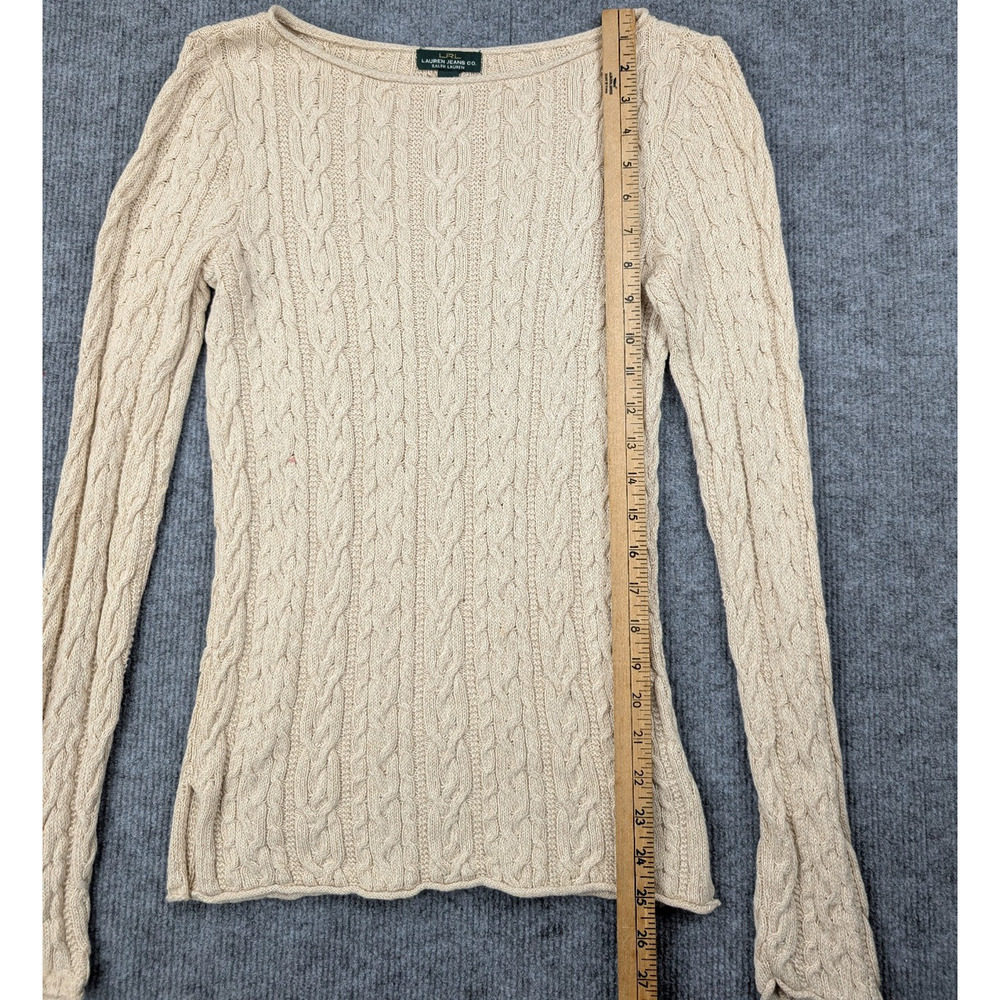 Ralph Lauren Cable Knit Sweater Womens Small Boat Neck Old Money Quiet Luxury - Picture 2 of 9